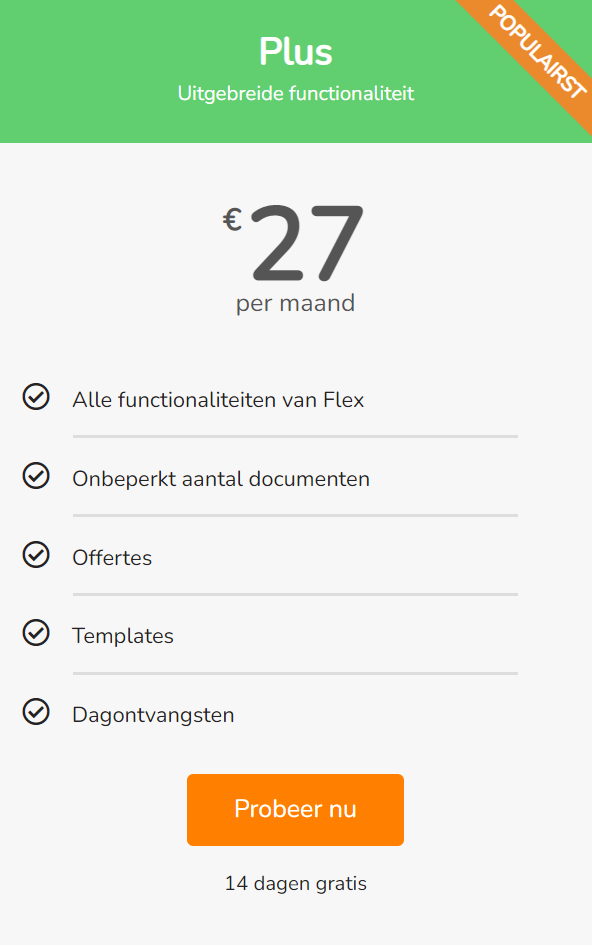 Plus pakket, 25 euro per maand